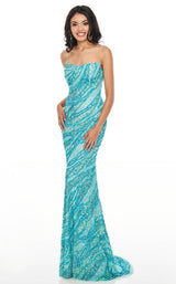 1 of 12 Rachel Allan 7141 Dress Aqua-Jade