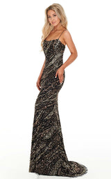 2 of 12 Rachel Allan 7141 Dress Black-Gold