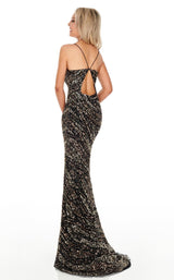 5 of 12 Rachel Allan 7141 Dress Black-Gold