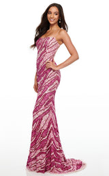 3 of 12 Rachel Allan 7141 Dress Fuchsia-Pink