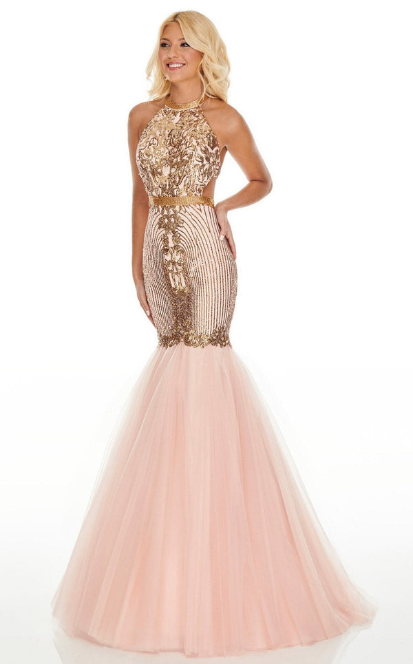 Rachel Allan 7142 Dress Blush-Gold