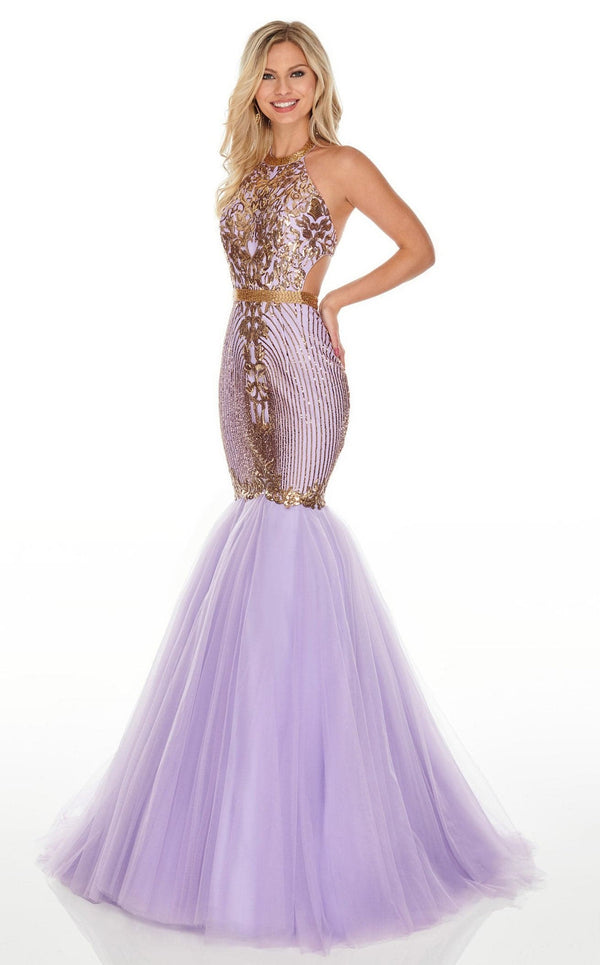 Rachel Allan 7142 Dress Lilac-Gold