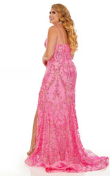 6 of 12 Rachel Allan Curves 7147W Dress Neon-Pink