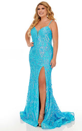 2 of 12 Rachel Allan Curves 7147W Dress Neon-Ocean