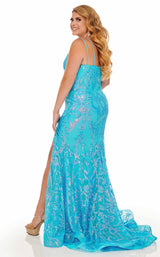 5 of 12 Rachel Allan Curves 7147W Dress Neon-Ocean