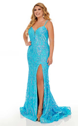 2 of 6 Rachel Allan 7147W Dress Neon-Ocean