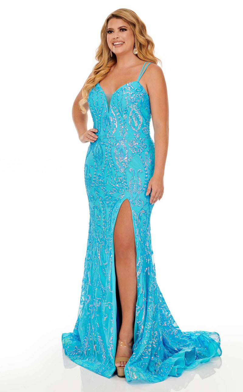 Rachel Allan 7147W Dress Neon-Ocean