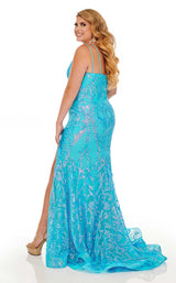 5 of 6 Rachel Allan 7147W Dress Neon-Ocean