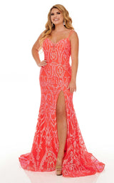 1 of 6 Rachel Allan 7147W Dress Neon-Coral