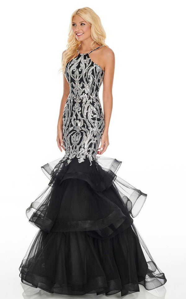 Rachel Allan 7167 Dress Black-Silver