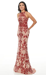 1 of 11 Rachel Allan 7194 Dress Burgundy-Nude