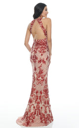 4 of 11 Rachel Allan 7194 Dress Burgundy-Nude