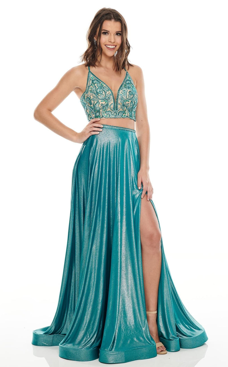 Rachel Allan 7209 Dress Teal