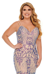 3 of 4 Rachel Allan Curves 7216 Dress Nude-Iridescent