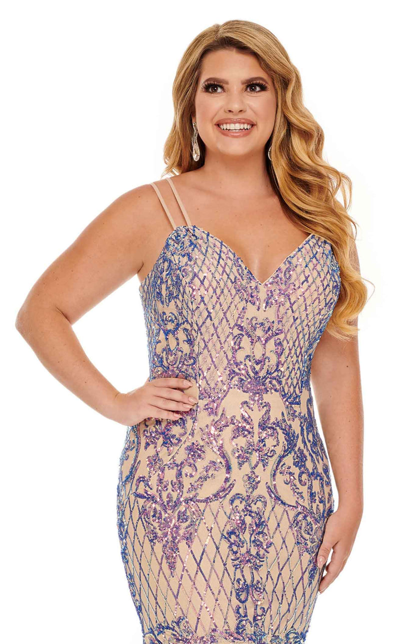 Rachel Allan Curves 7216 Dress Nude-Iridescent