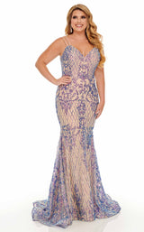 1 of 4 Rachel Allan Curves 7216 Dress Nude-Iridescent