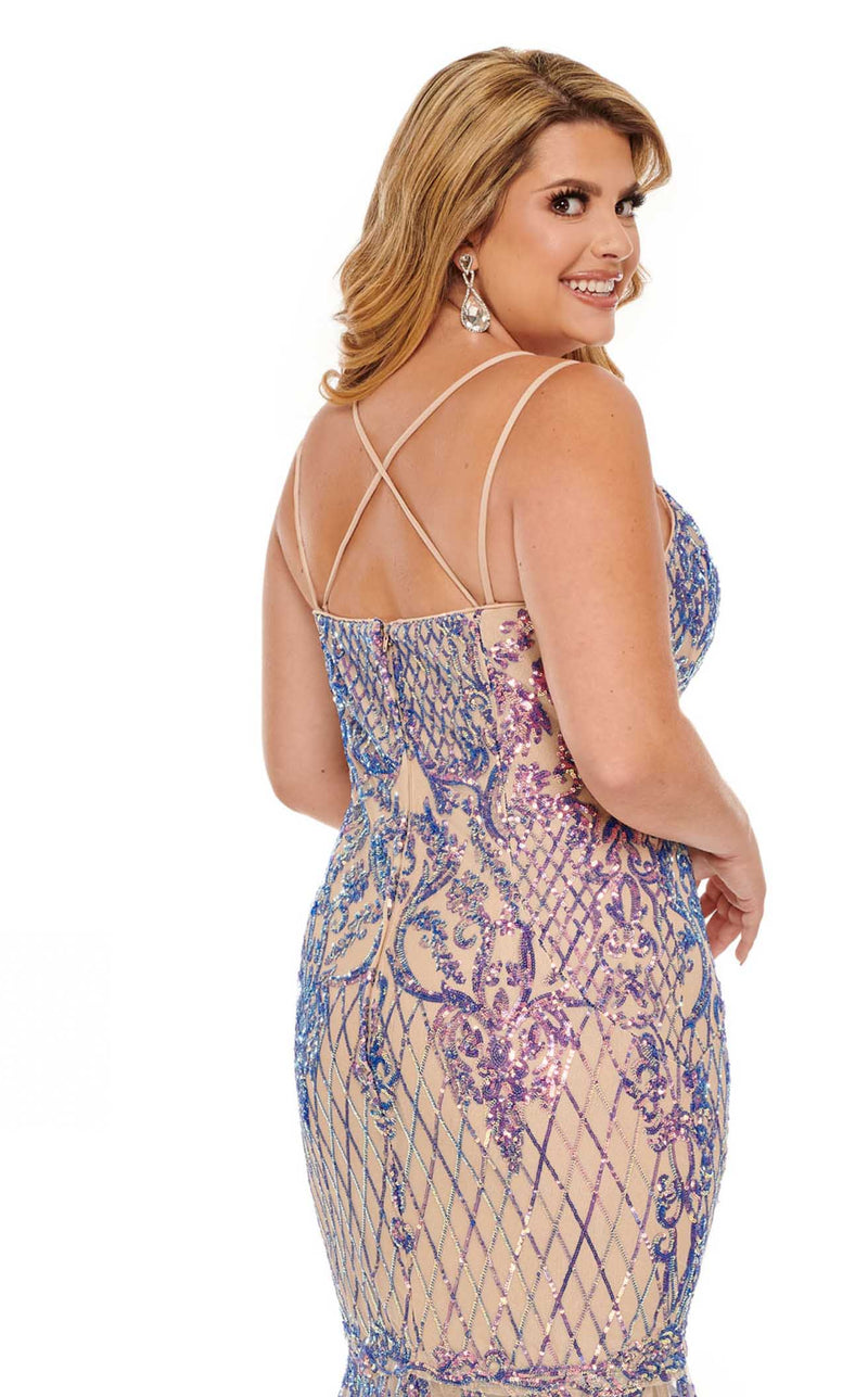 Rachel Allan Curves 7216 Dress Nude-Iridescent