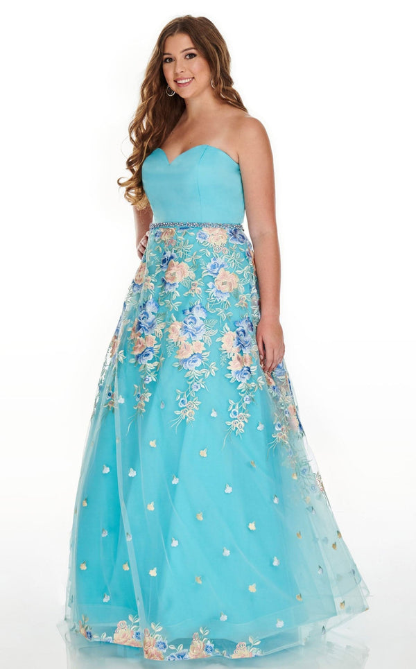 Rachel Allan 7219 Dress Aqua-Multi