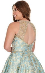 7 of 8 Rachel Allan 7226 Dress Aqua-Gold