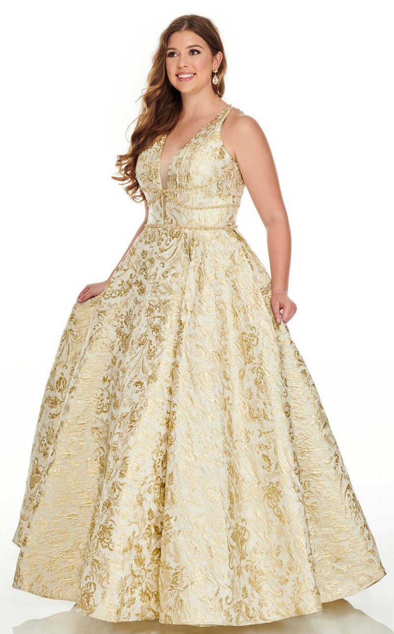 Rachel Allan 7226 Dress Ivory-Gold