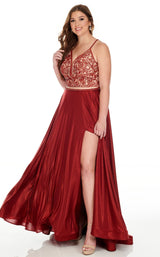 2 of 10 Rachel Allan 7235 Dress Burgundy