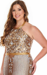 6 of 8 Rachel Allan 7240 Dress Silver-Gold