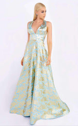 1 of 5 Mac Duggal 55128 Sky Blue/Gold