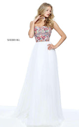 10 of 21 Sherri Hill 50873 Ivory/Multi