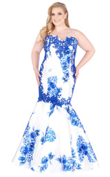 1 of 8 Mac Duggal Fabulouss 77173K Blue-Floral