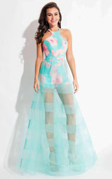 1 of 16 Rachel Allan 7558 Aqua/Coral