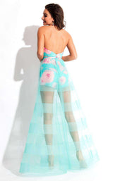 6 of 16 Rachel Allan 7558 Aqua/Coral