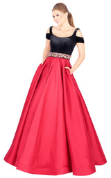 1 of 4 Mac Duggal 77506H Cranberry-Black