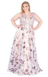 1 of 6 Mac Duggal Fabulouss 77542K Blush-Floral