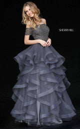 4 of 6 Sherri Hill 51271 Gun Metal/Gun Metal