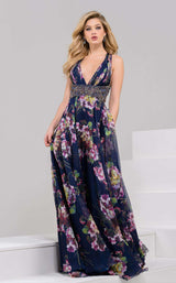 6 of 14 Jovani 49968 Navy/Print