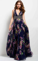 12 of 14 Jovani 49968 Navy/Print