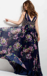 9 of 14 Jovani 49968 Navy/Print