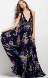 8 of 14 Jovani 49968 Navy/Print