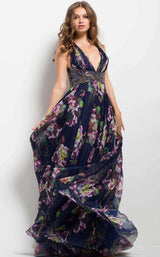 1 of 14 Jovani 49968 Navy/Print
