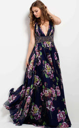 13 of 14 Jovani 49968 Navy/Print