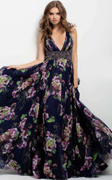 10 of 14 Jovani 49968 Navy/Print