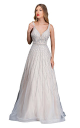 1 of 4 Nina Canacci 8183 Dress Ivory-Nude