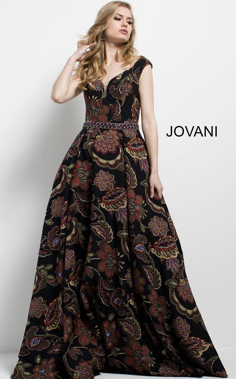 Jovani 49981 Black Multi