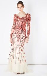 1 of 4 Faust 818 Dress Beige-Red