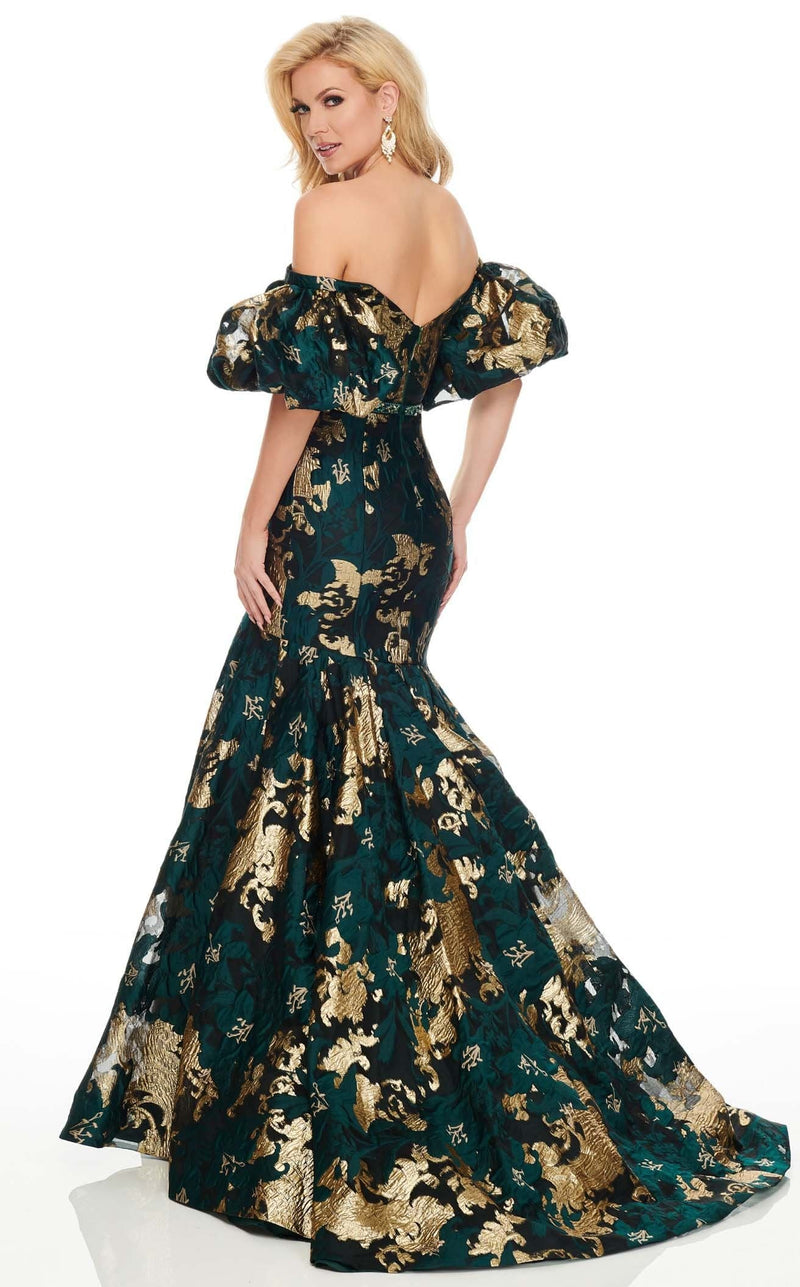 Rachel Allan 8436 Dress Emerald-Gold