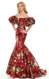 2 of 8 Rachel Allan 8436 Dress Red-Gold