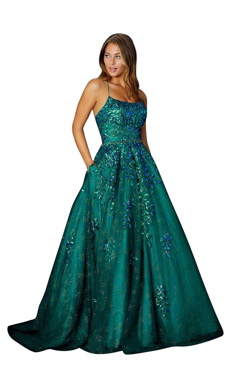 green emerald velvet dress Amarra 88346