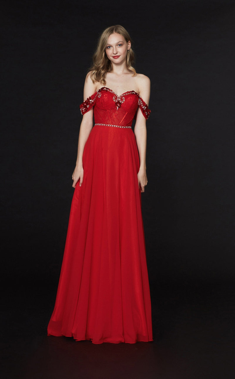 Angela and Alison 91012 Dress Hot-Red