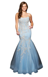 1 of 8 Nina Canacci 9120 Dress Blue-Ivory