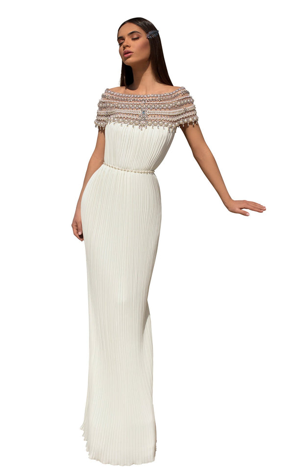 Tarik Ediz 93863 Dress Ivory